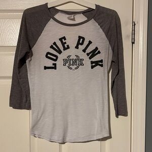 PINK Victoria's Secret Black and Gray Long Sleeve Top
